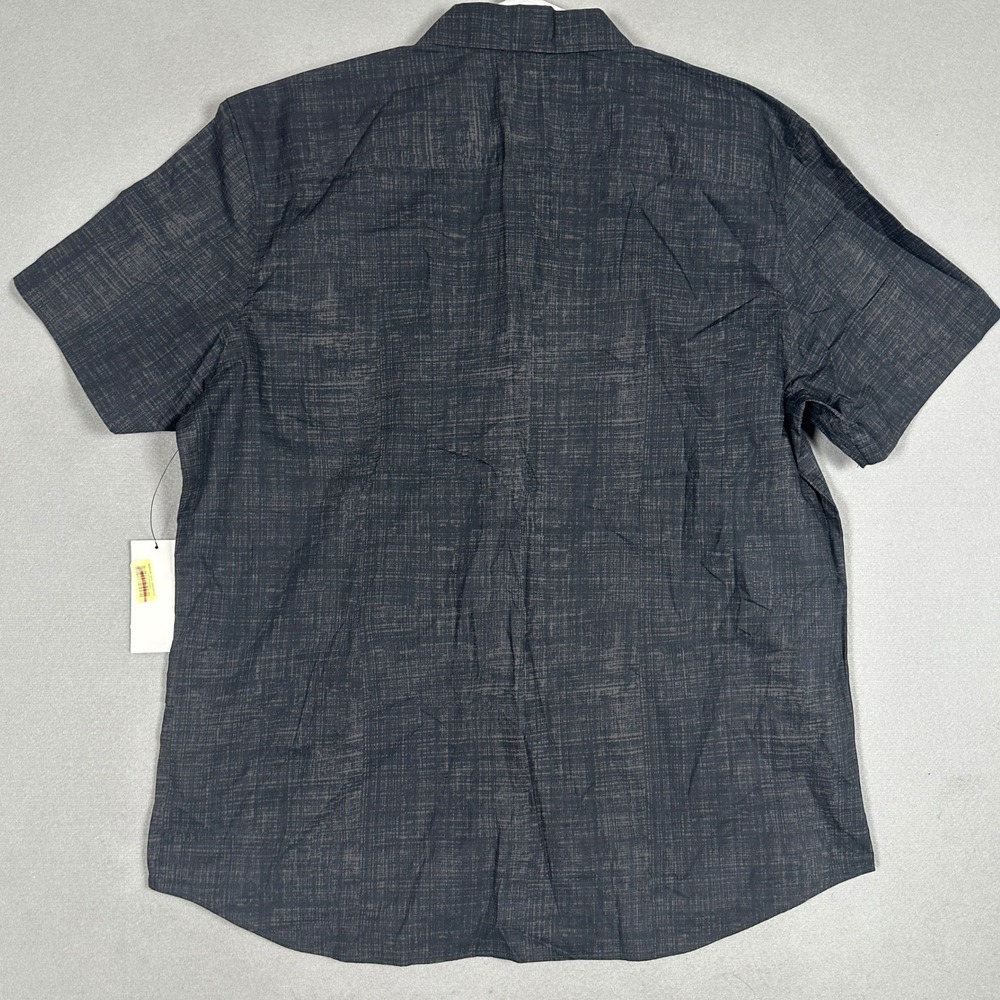 NEW Calvin Klein Shirt Mens XL Charcoal Grey Textured Button Down Short Sleeve